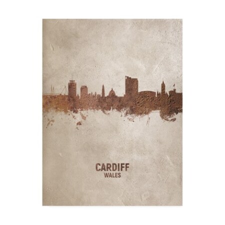 Michael Tompsett 'Cardiff Wales Rust Skyline' Canvas Art,14x19